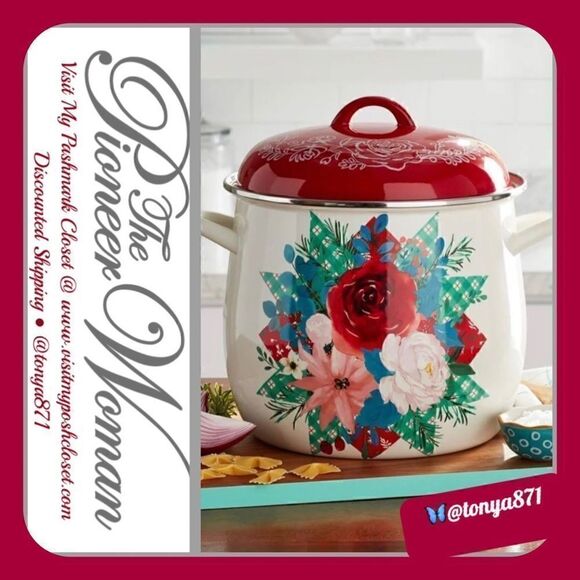 đŚâNewâPioneer WomanâWishfulâWinterâ12-QuartâEnamel-On-SteelâHolidayâStockâPot - Picture 1 of 8